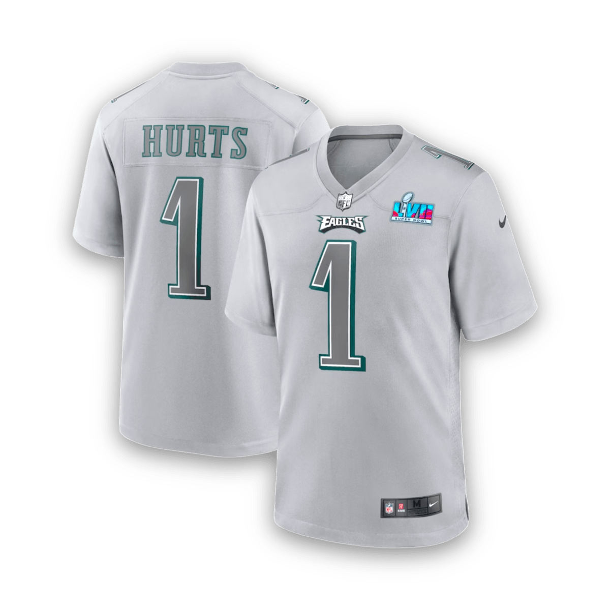 Youth Nike Jalen Hurts Gray Philadelphia Eagles Super Bowl LVII Patch  Atmosphere Fashion Game Jersey