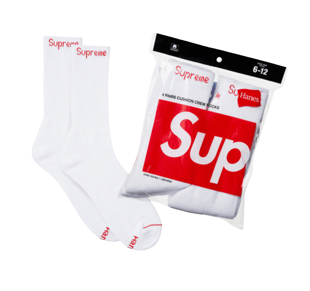 8 PAIR Supreme x Hanes Black Crew buy Socks