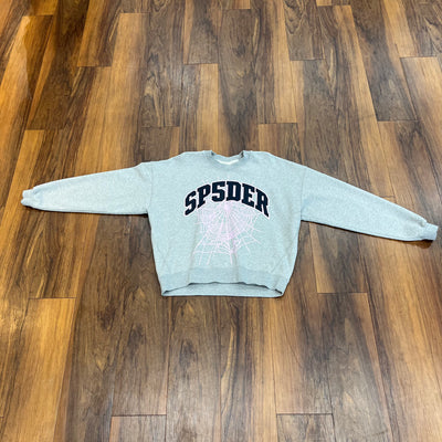 Sp5der Varsity Web Crewneck - Grey - Crewneck - Jawns on Fire Sneakers & Shoes