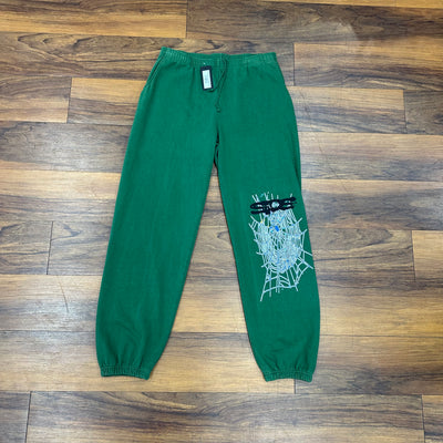 Sp5der OG Rhinestone Sweat Pants Hunter Green - Bottoms - Jawns on Fire Sneakers & Shoes