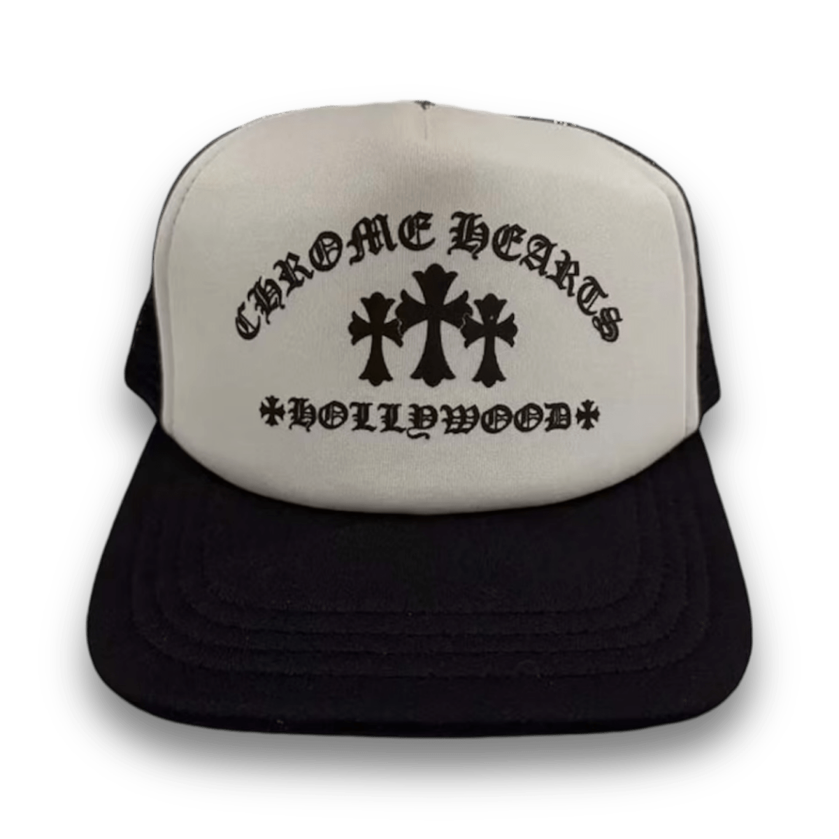 Chrome Hearts Hollywood Cross "King Taco" Trucker Cap Black & White - Headwear - Jawns on Fire Sneakers & Shoes