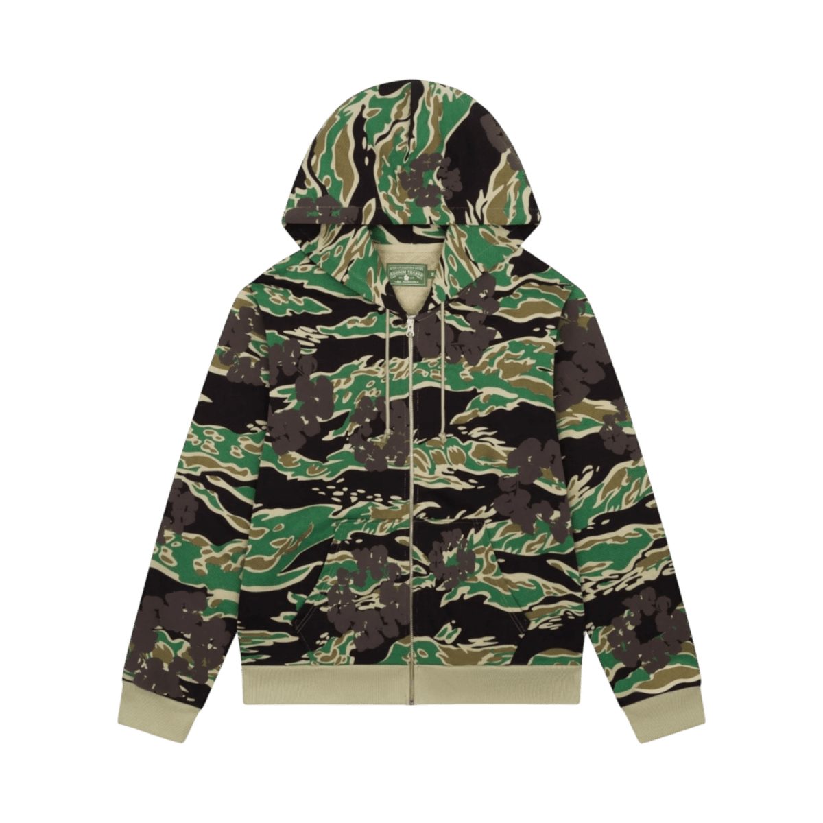 Denim Tears Green Camo Cotton Wreath Zip Hoodie - Long Sleeve - Jawns on Fire Sneakers & Shoes