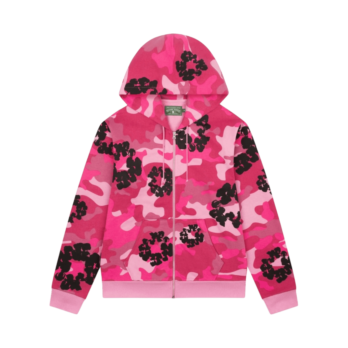 Denim Tears Pink Camo Cotton Wreath Zip Hoodie - Long Sleeve - Jawns on Fire Sneakers & Shoes