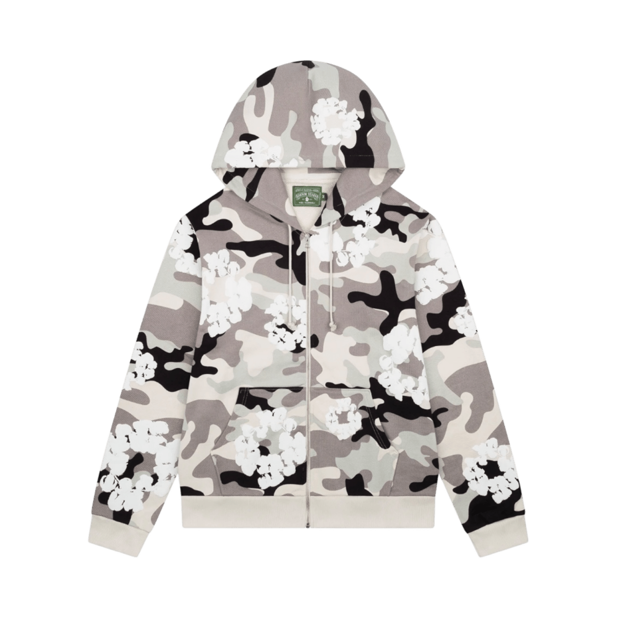 Denim Tears White Camo Cotton Wreath Zip Hoodie - Long Sleeve - Jawns on Fire Sneakers & Shoes