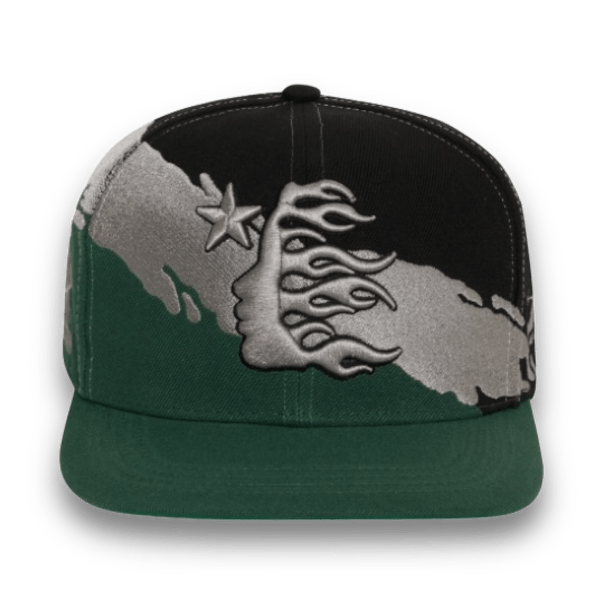 HS Studios Paintbrush Snapback Hat Green & Black - Headwear - Jawns on Fire Sneakers & Shoes