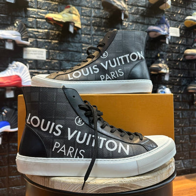 Louis Vuitton Damier Leather High 'Graphite Black' - Gently Enjoyed (Used) Men 10 - High Sneaker - Jawns on Fire Sneakers & Shoes