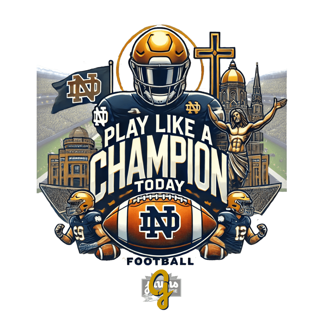 Notre Dame Play Like a Champion - Original Jawns Exclusive Clothing - Short Sleeve - Jawns on Fire Sneakers & Shoes