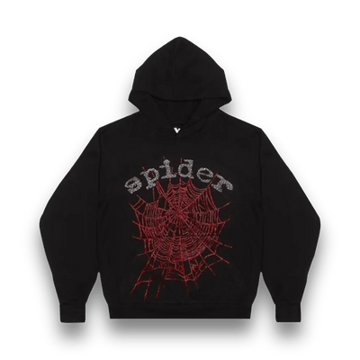 Sp5der OG Web V2 Black Rhinestone Logo Hoodie - Hoodie - Jawns on Fire Sneakers & Shoes