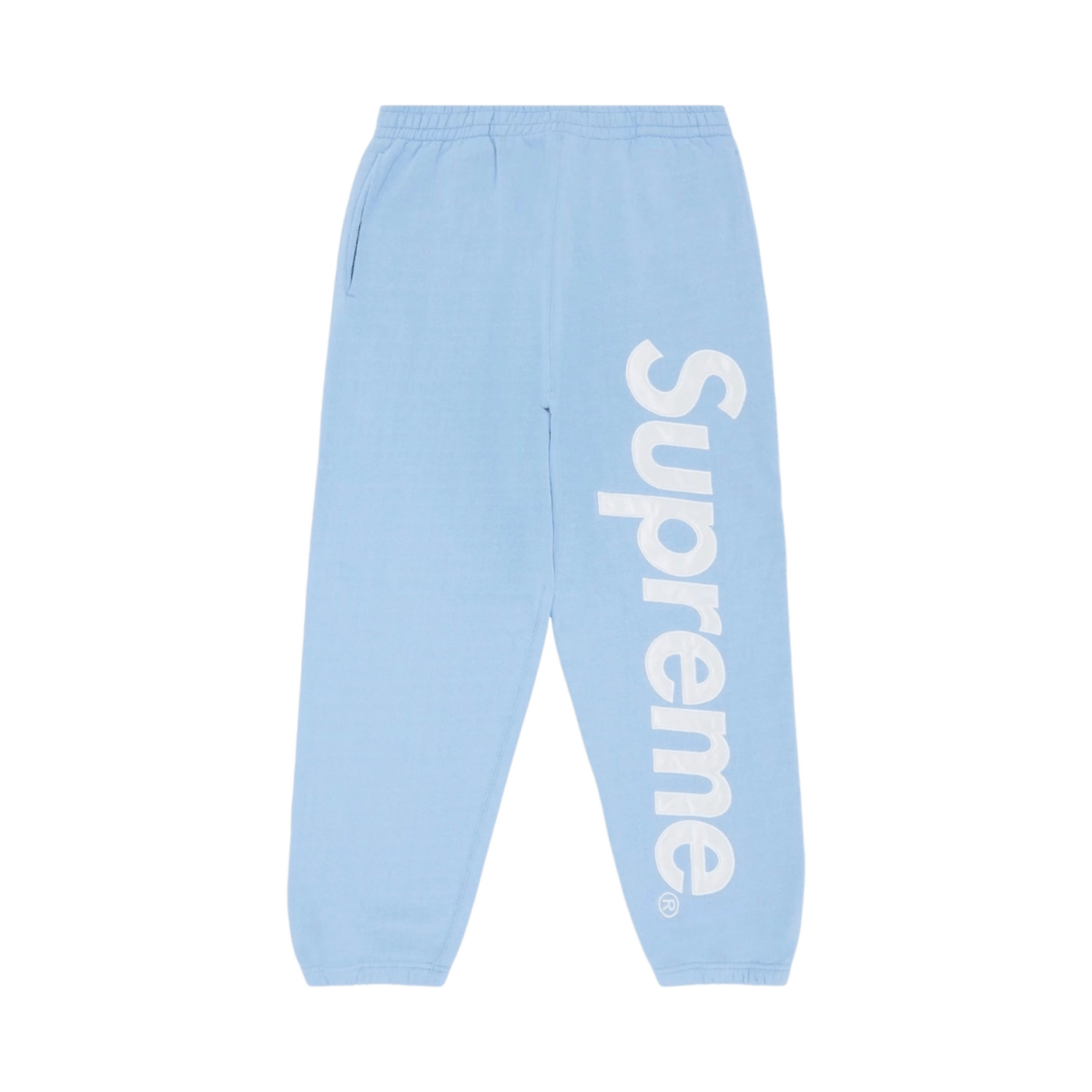 Supreme Satin Applique Sweatpants - Baby Blue - Bottoms - Jawns on Fire Sneakers & Shoes