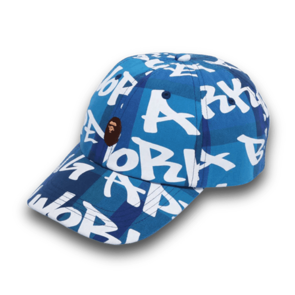 Bape Graffiti Check Panel Cap - Blue - Jawns on Fire