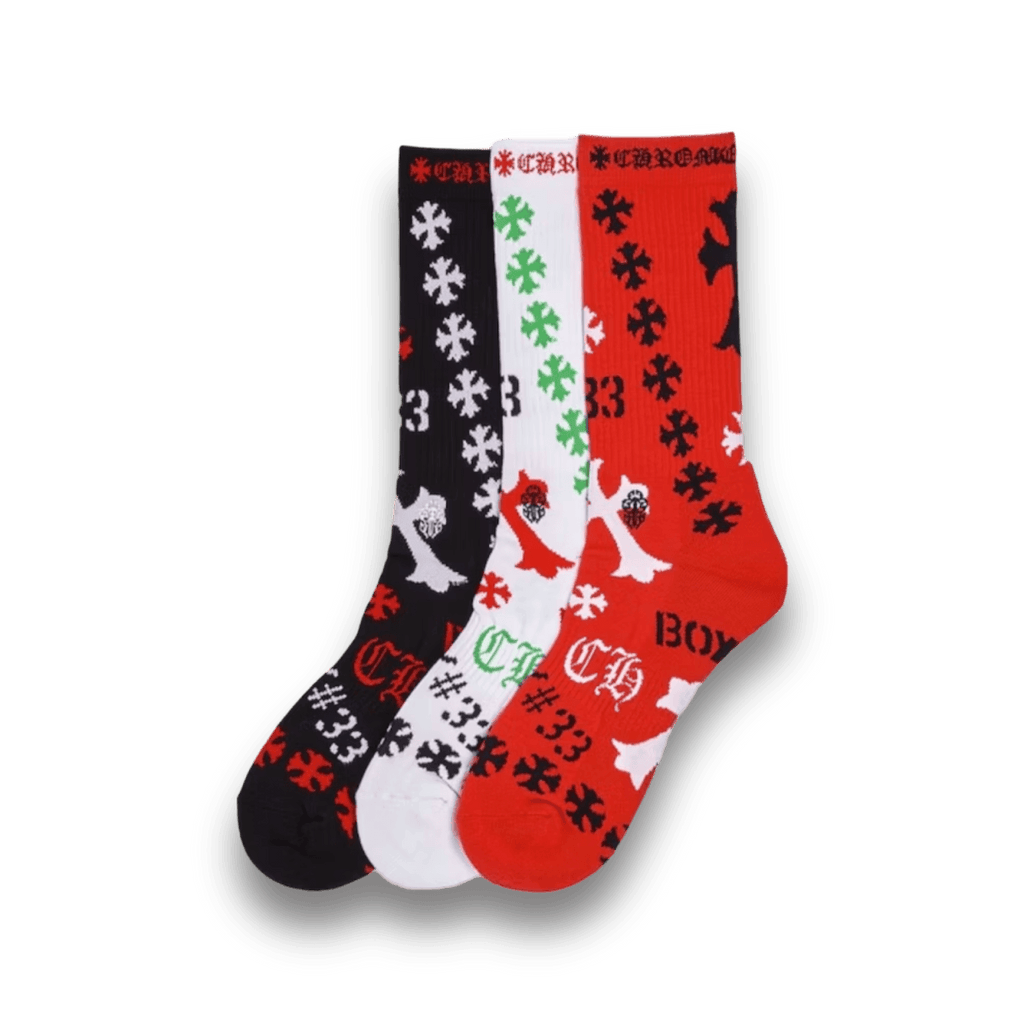 CHROME HEARTS】STENCIL Socks / Red-