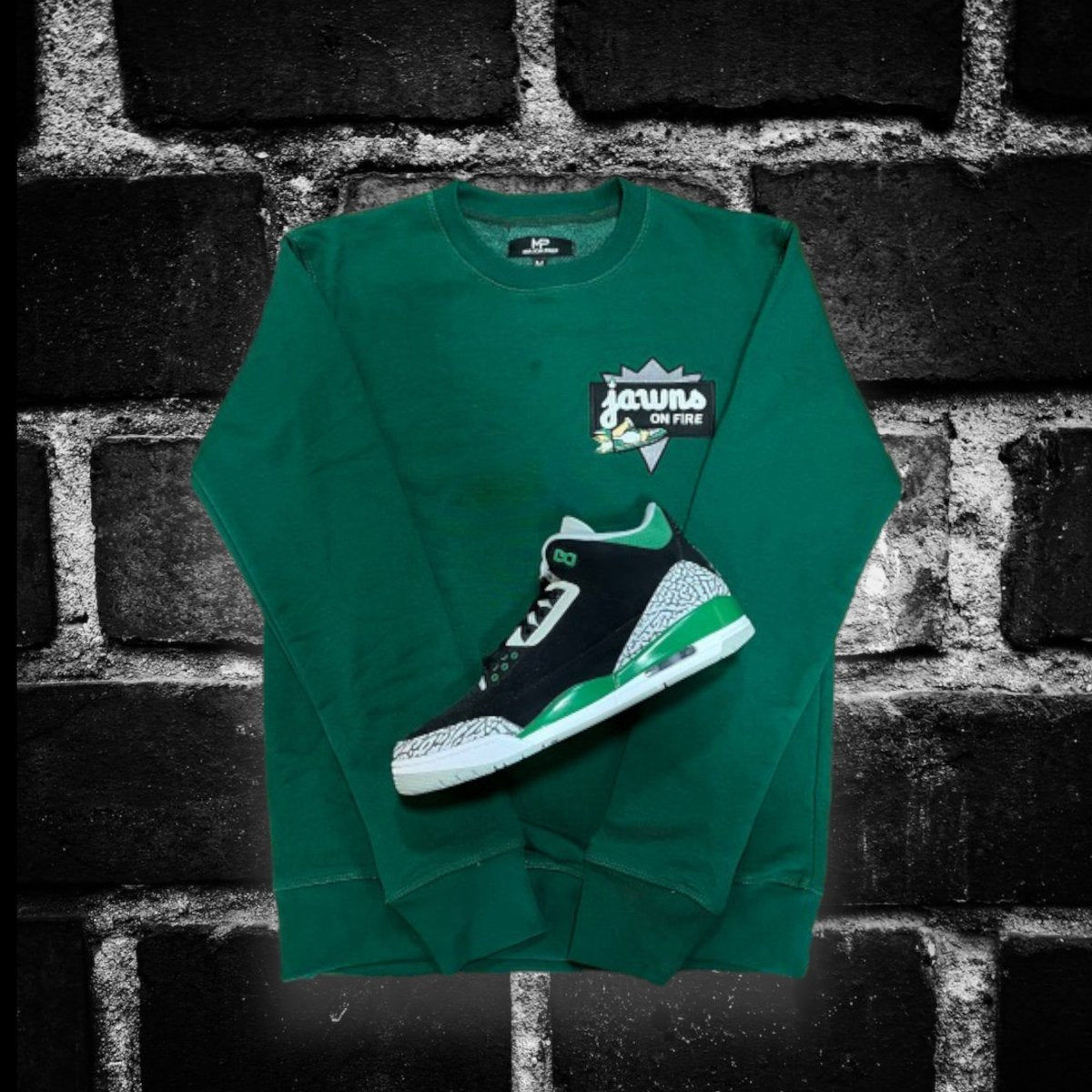 Jawns on Fire French Terry Crew by Major Prep Apparel - Green - Sweatshirt - Jawns on Fire Sneakers & Shoes