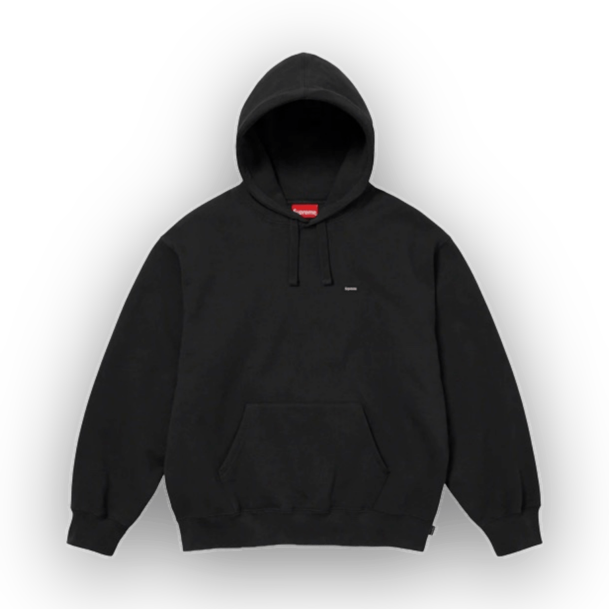 Small Box Drawcord Hooded Sweatshirt - Black
